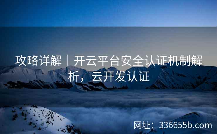 攻略详解｜开云平台安全认证机制解析，云开发认证